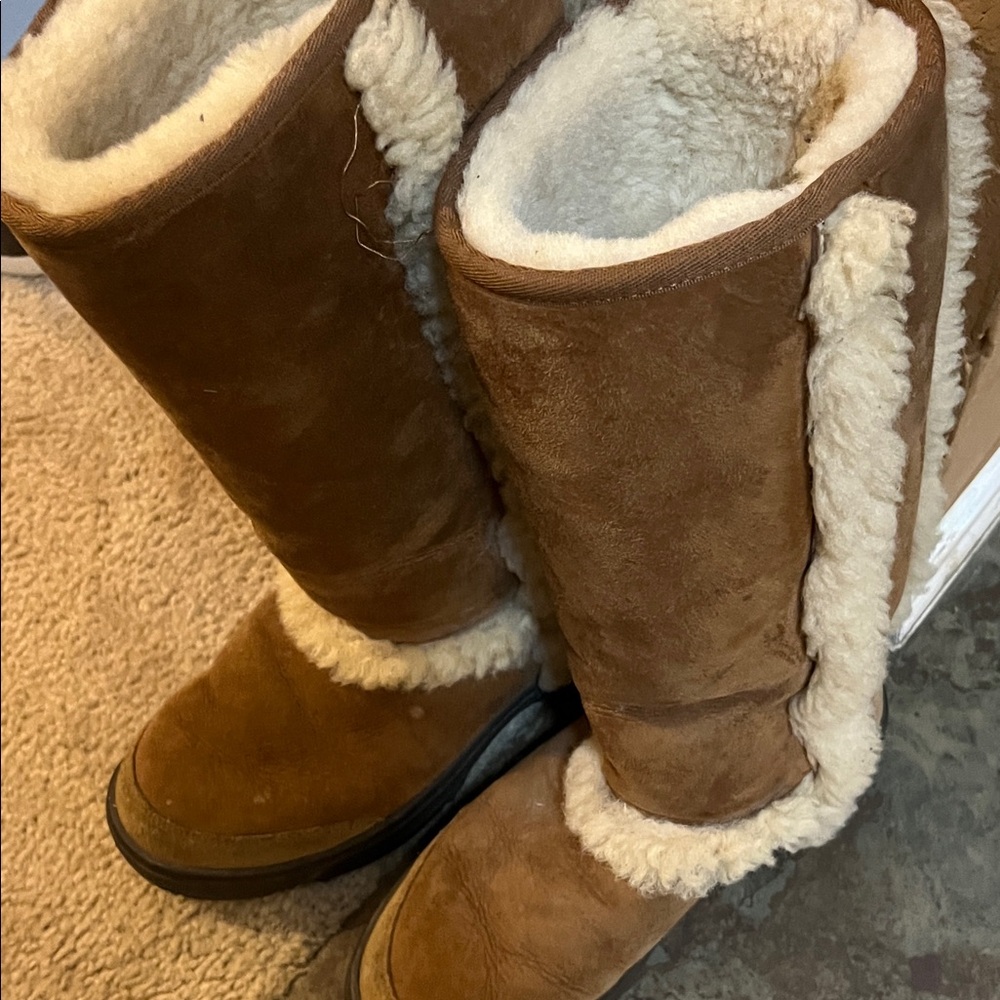 UGG Tan and Cream Shearling Boots